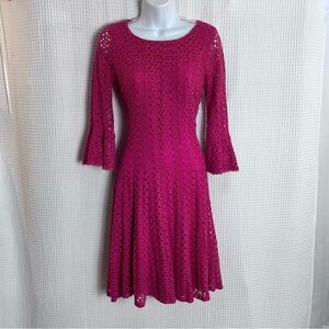 Chris McLaughlin ladies Magenta Lace Long Sleeve Dress size 4